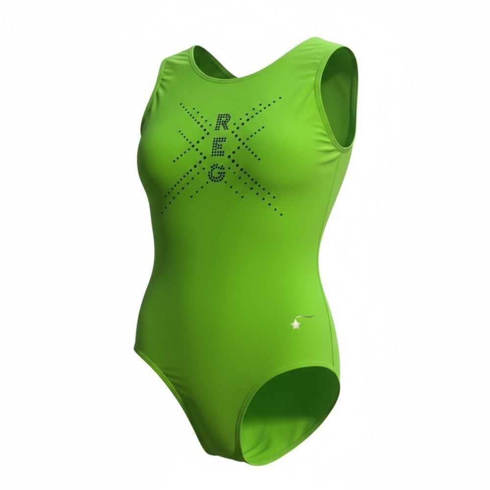 Destira gymnastic tank neon green practice leotard Rigert Elite XSA adult